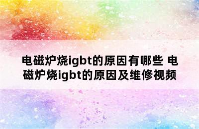 电磁炉烧igbt的原因有哪些 电磁炉烧igbt的原因及维修视频